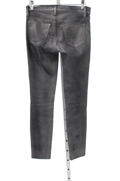 J Brand Womens Skinny Ankle Jeans Dark Gray Button Mid Rise 27 Inseam Size 24