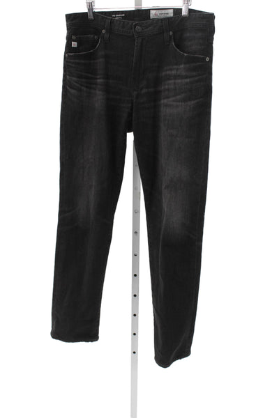 AG Adriano Goldschmied Mens Black Skinny Straight Jeans Designer Size 33