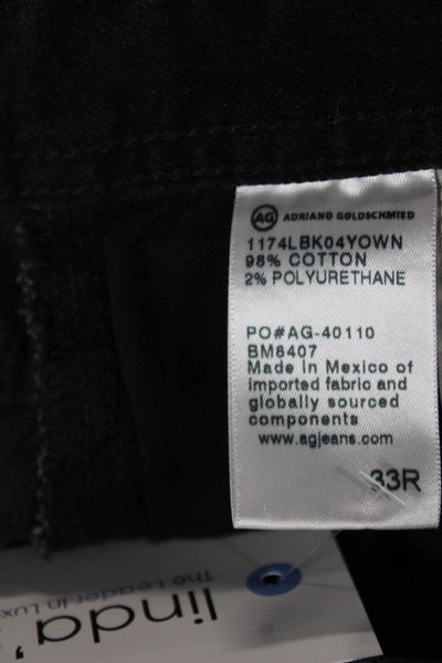 AG Adriano Goldschmied Mens Black Skinny Straight Jeans Designer Size 33