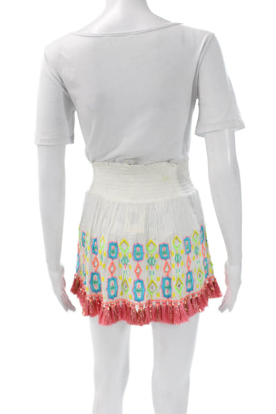 Ramy Brook Womens Peasant Mini Skirt White Geometric Rayon Size 2XS