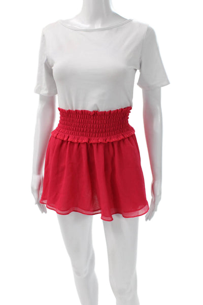 Ramy Brook Women Mini Flare Red Petite Skirt Size 2XS