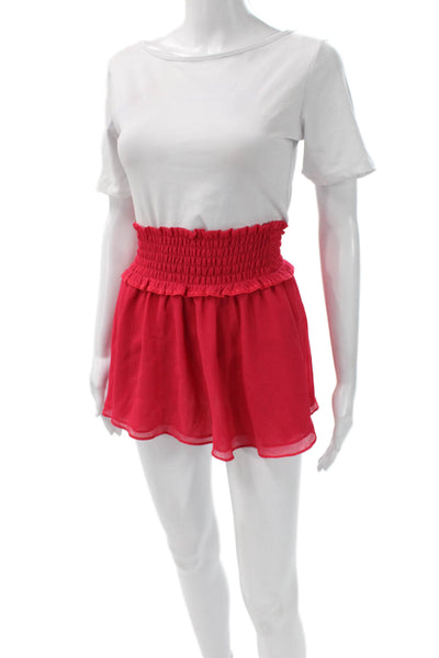 Ramy Brook Women Mini Flare Red Petite Skirt Size 2XS