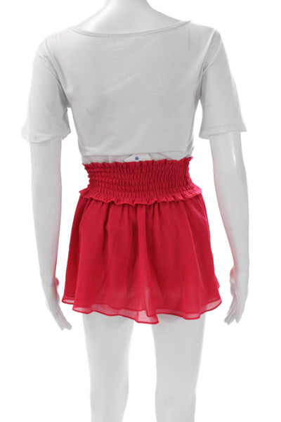 Ramy Brook Women Mini Flare Red Petite Skirt Size 2XS