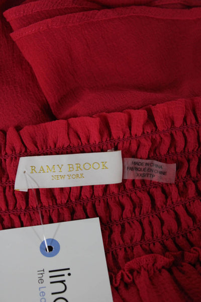 Ramy Brook Women Mini Flare Red Petite Skirt Size 2XS