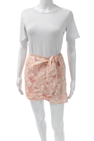 Show Me Your Mumu Womens Mini Wrap Skirt Pink Floral Linen Blend Size XS