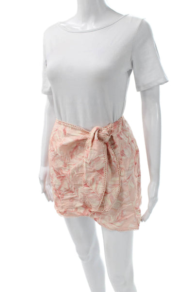 Show Me Your Mumu Womens Mini Wrap Skirt Pink Floral Linen Blend Size XS