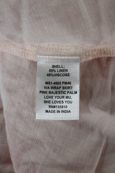 Show Me Your Mumu Womens Mini Wrap Skirt Pink Floral Linen Blend Size XS