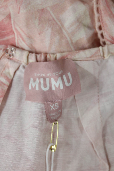Show Me Your Mumu Womens Mini Wrap Skirt Pink Floral Linen Blend Size XS