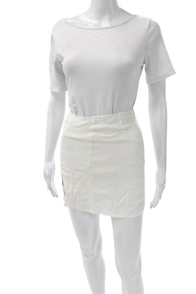 Sunday Best Women Mini Pencil Straight Skirt White Viscose Size 00