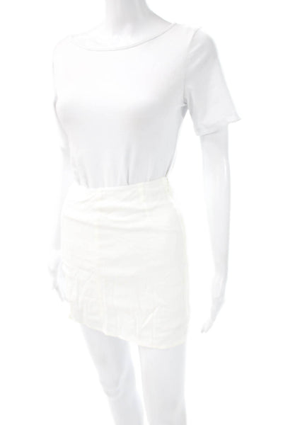 Sunday Best Women Mini Pencil Straight Skirt White Viscose Size 00