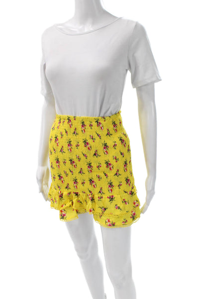 Lost + Wander Womens Mini Sundress Floral Yellow Square Neck Size XS