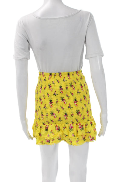 Lost + Wander Womens Mini Sundress Floral Yellow Square Neck Size XS