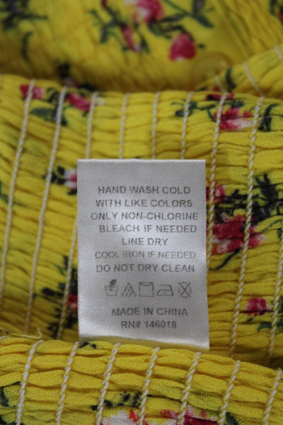 Lost + Wander Womens Mini Sundress Floral Yellow Square Neck Size XS
