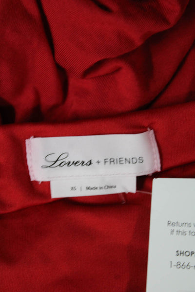 Lovers + Friends Women Cropped Red Long Sleeve Top Viscose Silk Size XS
