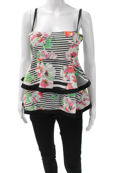 Yumi Kim Women Camisole Black Floral Striped Polyester Zip Size XS