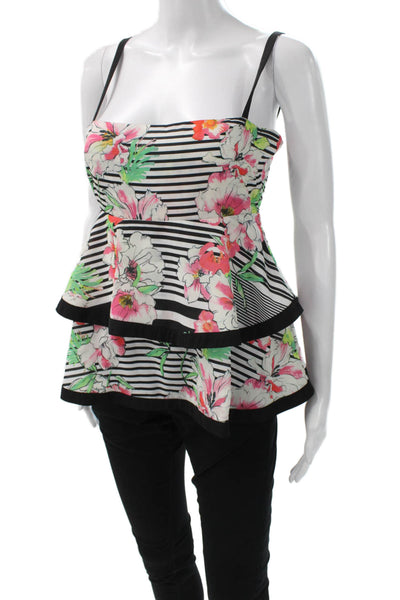 Yumi Kim Women Camisole Black Floral Striped Polyester Zip Size XS