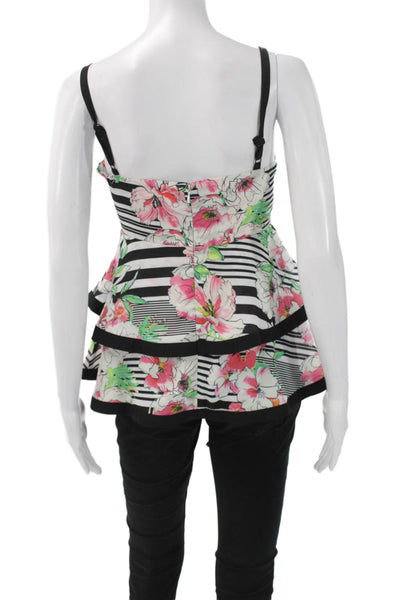 Yumi Kim Women Camisole Black Floral Striped Polyester Zip Size XS