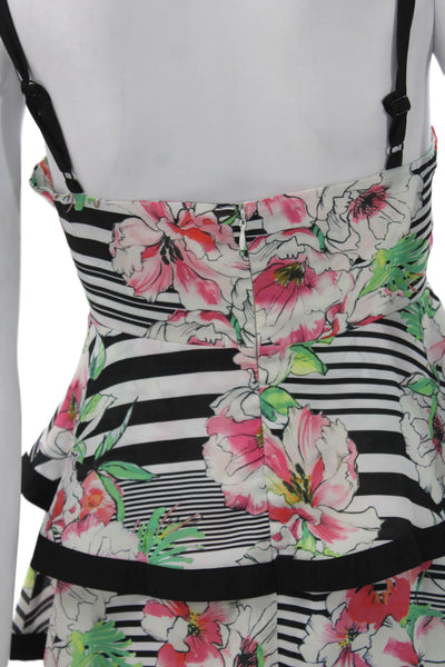 Yumi Kim Women Camisole Black Floral Striped Polyester Zip Size XS