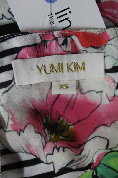 Yumi Kim Women Camisole Black Floral Striped Polyester Zip Size XS