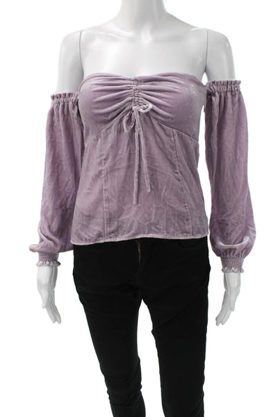 Intermix Women Bohemian Purple Solid Viscose Silk 3/4 Sleeve Blouse Size 0