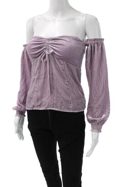 Intermix Women Bohemian Purple Solid Viscose Silk 3/4 Sleeve Blouse Size 0