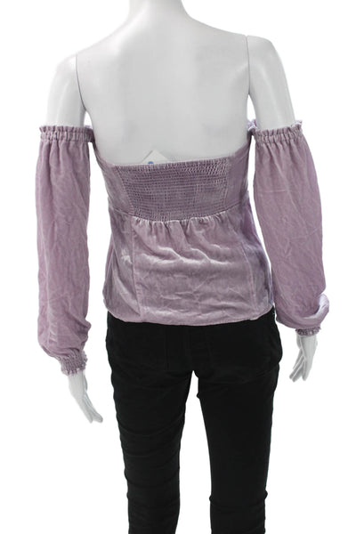 Intermix Women Bohemian Purple Solid Viscose Silk 3/4 Sleeve Blouse Size 0