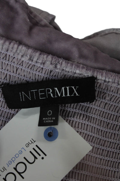 Intermix Women Bohemian Purple Solid Viscose Silk 3/4 Sleeve Blouse Size 0