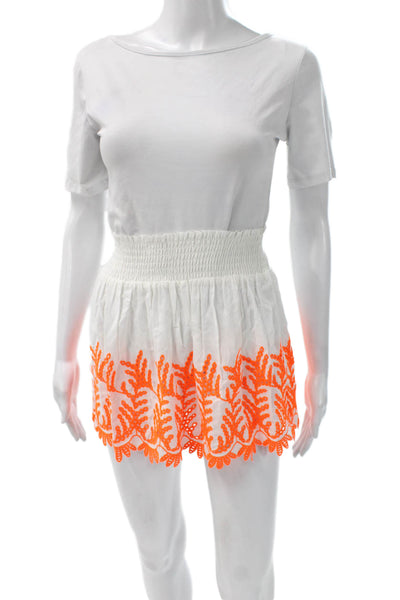 Ramy Brook Womens Peasant Mini Floral Cotton Blend Skirt White Size 2XS