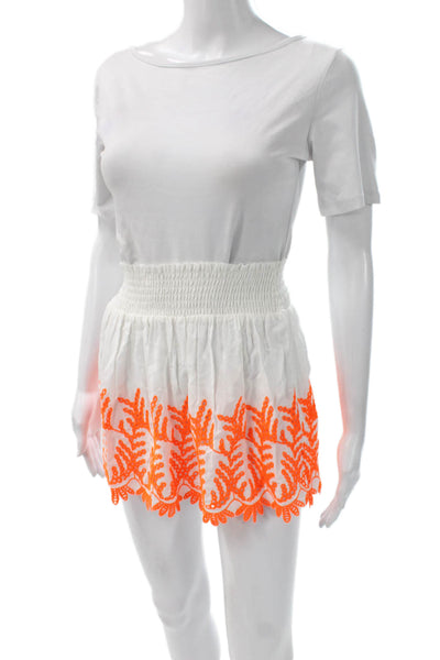 Ramy Brook Womens Peasant Mini Floral Cotton Blend Skirt White Size 2XS