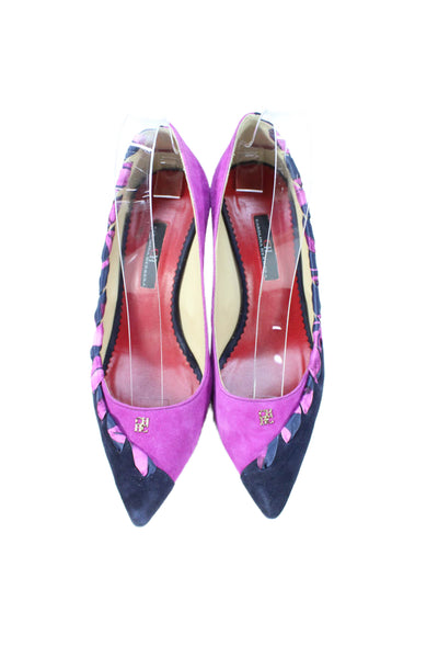 Carolina Herrera Women' Pointed Toe Suede Colorblock Pumps Shoes Size 38