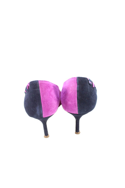 Carolina Herrera Women' Pointed Toe Suede Colorblock Pumps Shoes Size 38