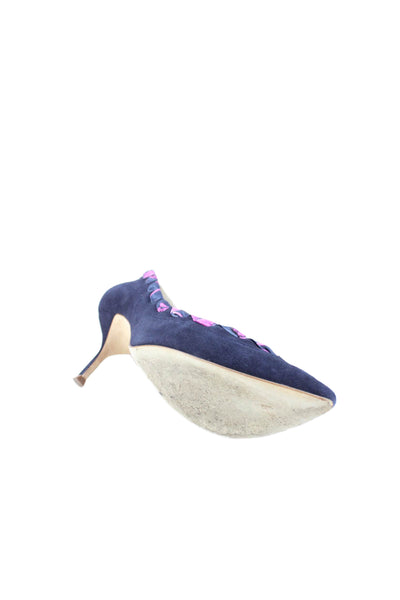 Carolina Herrera Women' Pointed Toe Suede Colorblock Pumps Shoes Size 38
