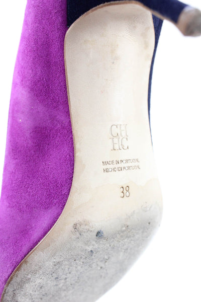 Carolina Herrera Women' Pointed Toe Suede Colorblock Pumps Shoes Size 38