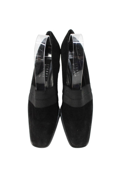 Stuart Weitzman Women's Round Toe Block Heel Suede Shoes Black Size 9