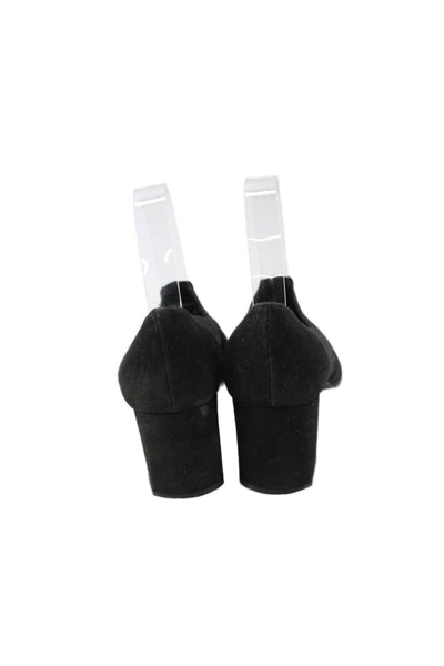 Stuart Weitzman Women's Round Toe Block Heel Suede Shoes Black Size 9