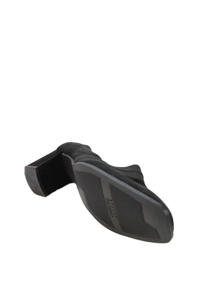 Stuart Weitzman Women's Round Toe Block Heel Suede Shoes Black Size 9