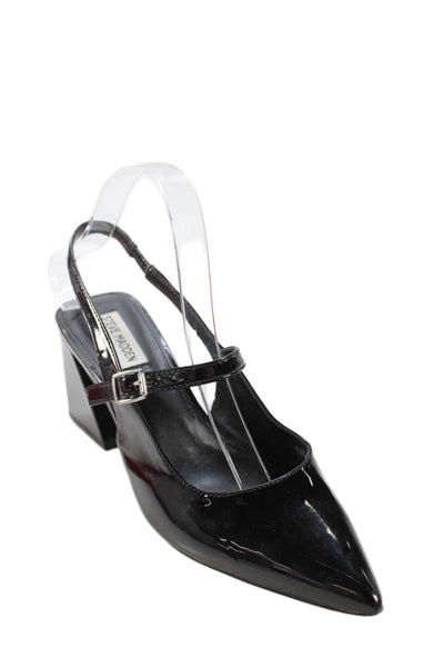 Steve Madden Women's Pointed Toe Block Heel Slingback Sandals Black Size 8.5