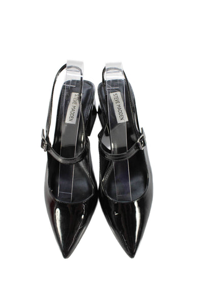 Steve Madden Women's Pointed Toe Block Heel Slingback Sandals Black Size 8.5