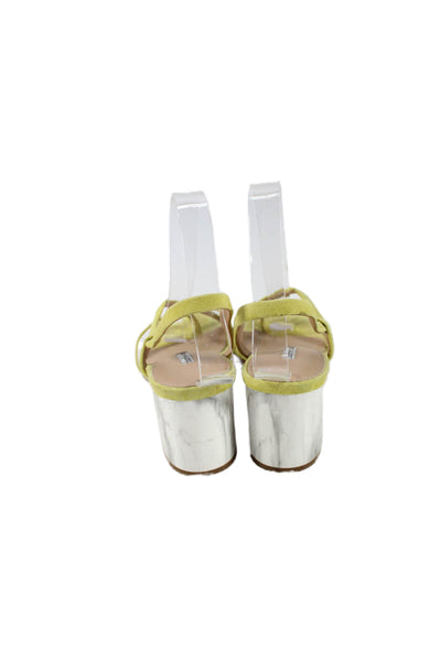 Charles David Women's Square Toe Block Heel Strappy Sandals Yellow Size 8.5