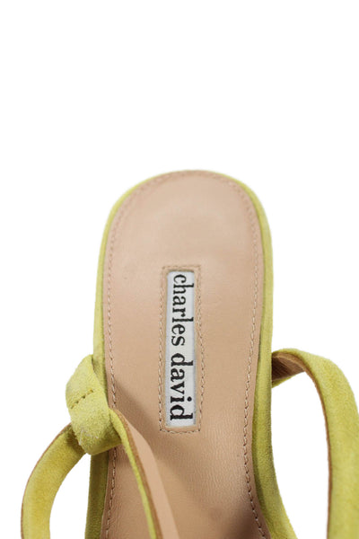 Charles David Women's Square Toe Block Heel Strappy Sandals Yellow Size 8.5