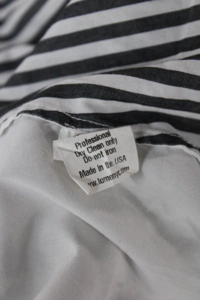 Tome Womens Black Striped Collared Shirt Dress Short Sleeve Long Size M