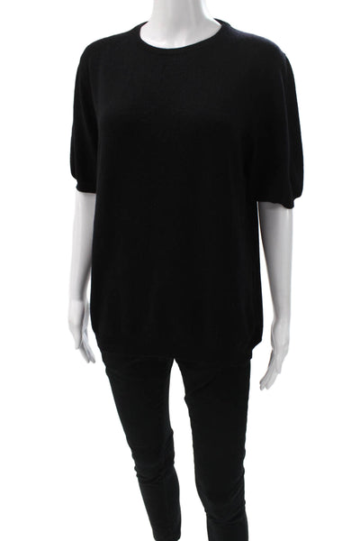 Malo Unisex Black 100% Cashmere Pullover Crew Neck Short Sleeve Size S