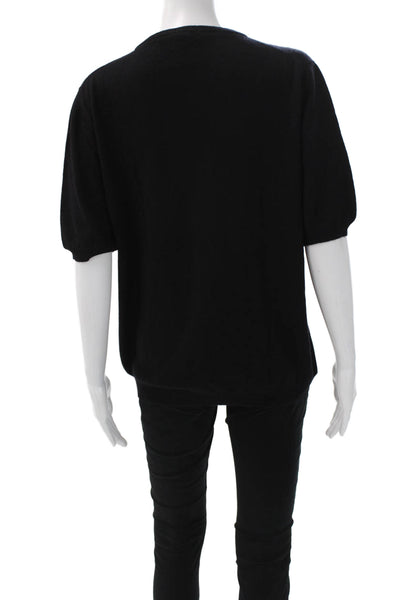 Malo Unisex Black 100% Cashmere Pullover Crew Neck Short Sleeve Size S
