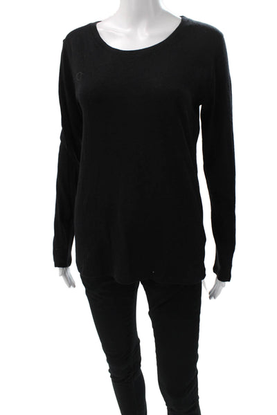 Majestic Filatures Women Basic Cashmere Long Sleeve T-Shirt Black Size 4