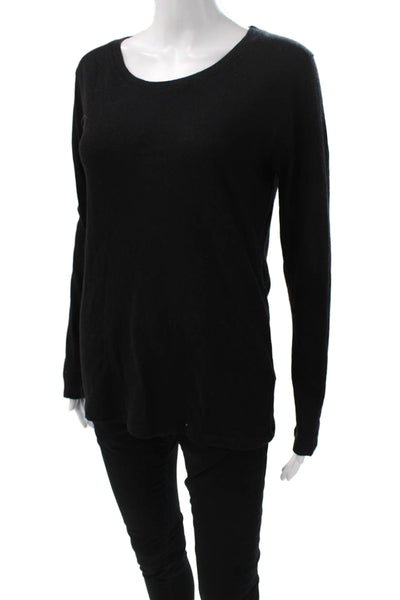 Majestic Filatures Women Basic Cashmere Long Sleeve T-Shirt Black Size 4