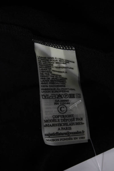 Majestic Filatures Women Basic Cashmere Long Sleeve T-Shirt Black Size 4