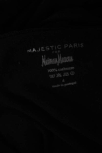 Majestic Filatures Women Basic Cashmere Long Sleeve T-Shirt Black Size 4
