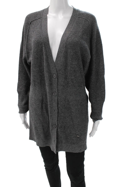 Sonia Sonia Rykiel Unisex Dark Gray V-Neck Cardigan Button Long Sleeve Size XL