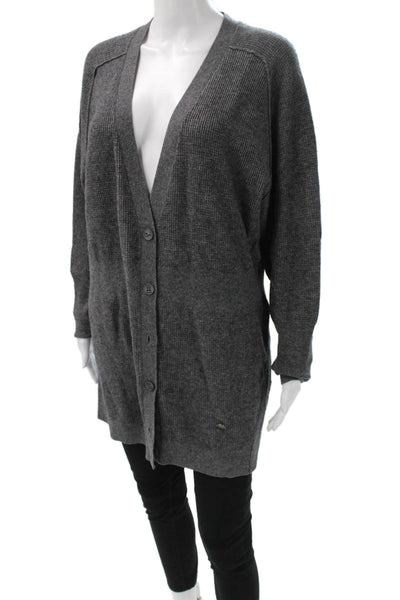 Sonia Sonia Rykiel Unisex Dark Gray V-Neck Cardigan Button Long Sleeve Size XL