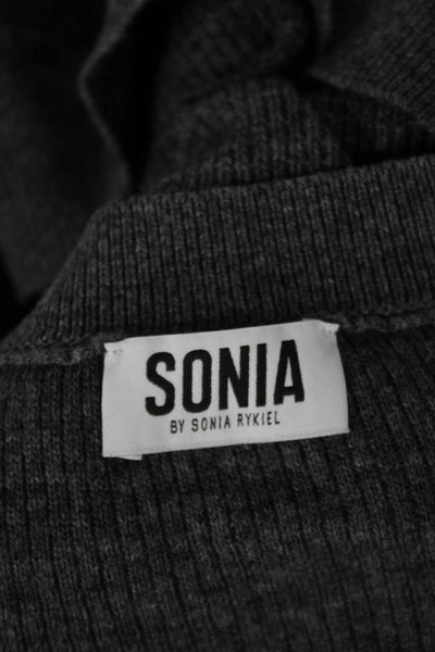 Sonia Sonia Rykiel Unisex Dark Gray V-Neck Cardigan Button Long Sleeve Size XL